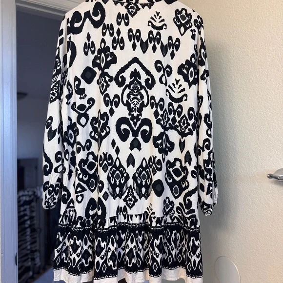 NWT Zara Black & Ecru Patterned Mini Dress - Picture 5 of 7